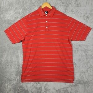 FootJoy Shirt Mens Large Polo Red Black Gray Striped Golf FJ Stretch Midland CC